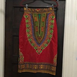 Red Dashiki Skirt - Size 6